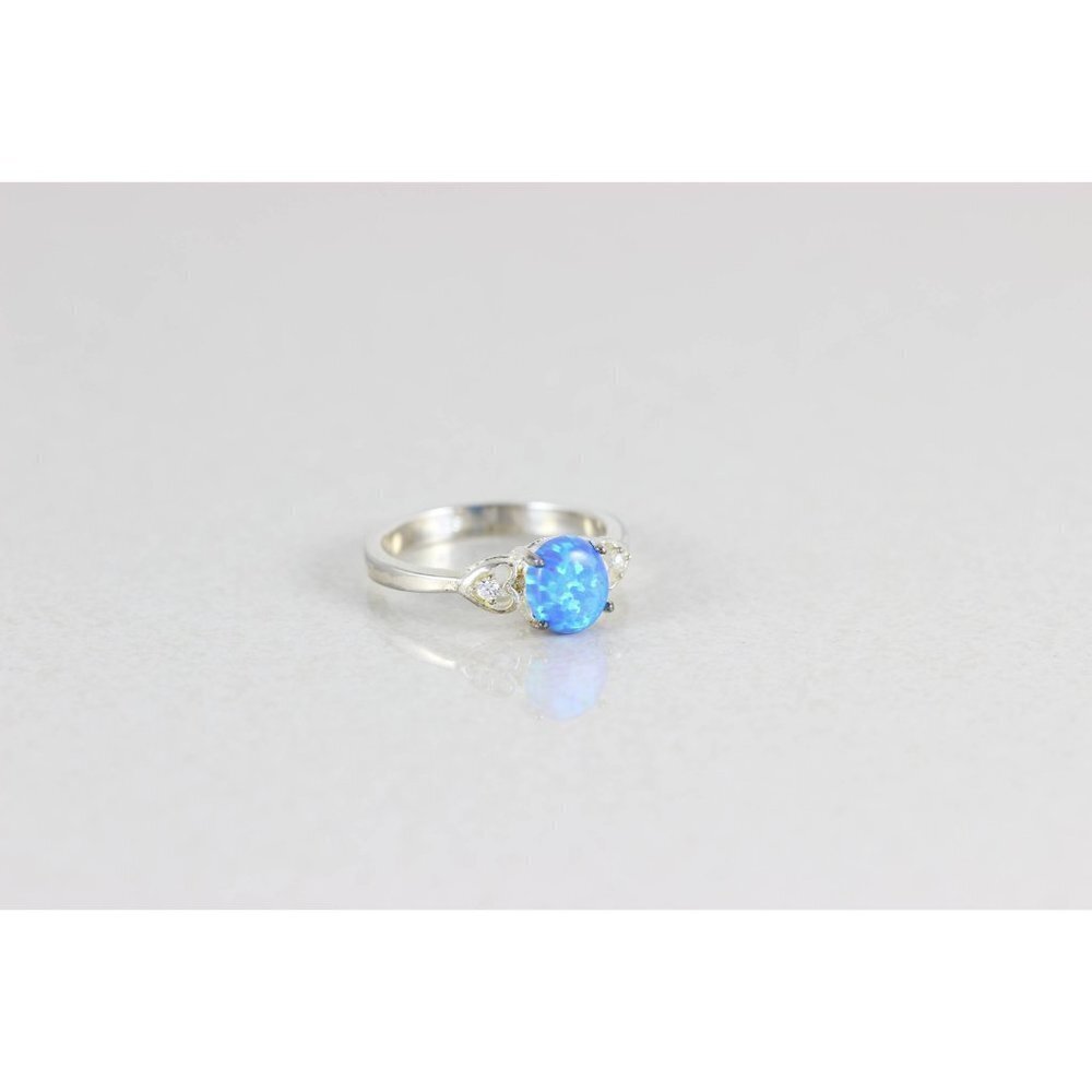 Sterling Silver Opal and CZ Ring Size 8 1/4 - Picture 4 of 7